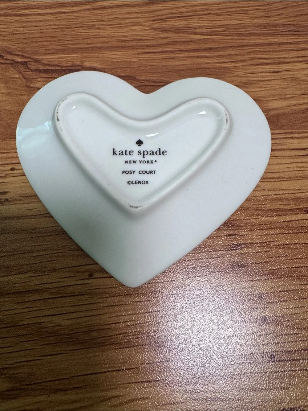 kate spade Heart Jewelry Dish in White and Blush with Gold Trim